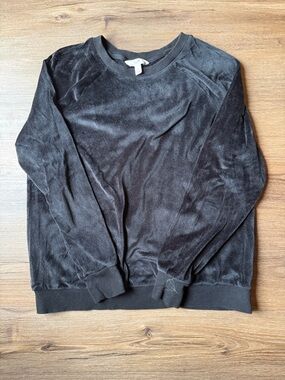 Women's Black Velvet Crew Sweatshirt